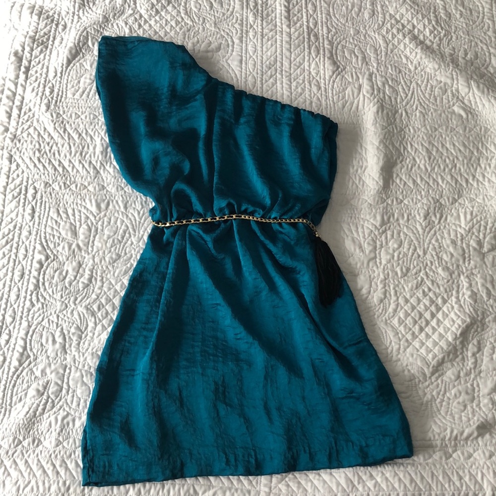 Deep Teal One Shoulder Dress